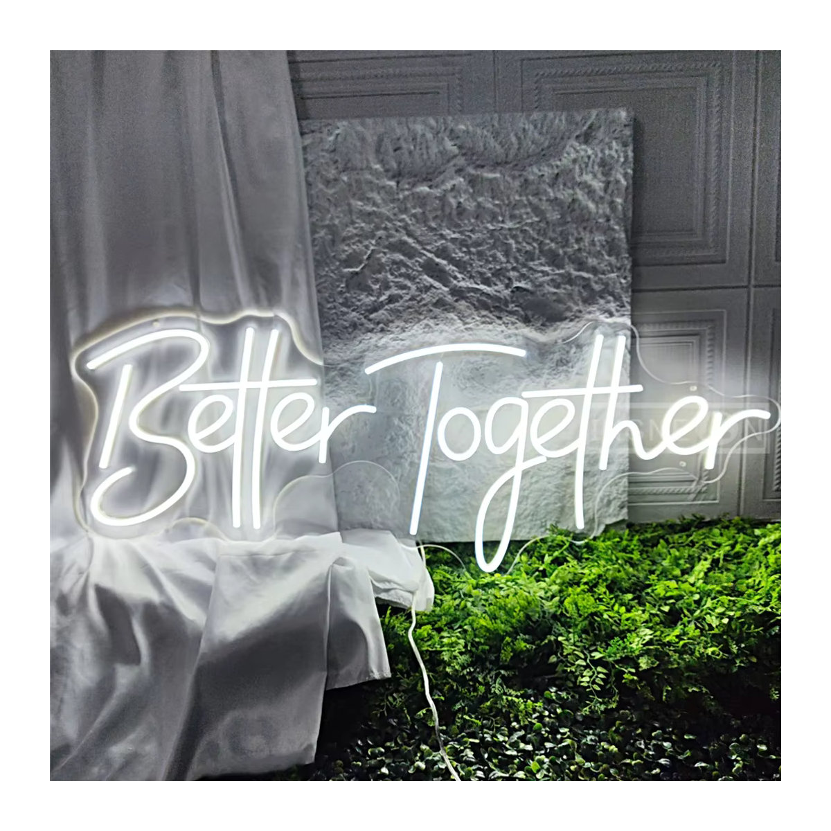 Besser zusammen Neon Sign Light LED Schild in Weiß mit dimmbarem Schalter für Hochzeit, Verlobung und Jubiläum - Bild 5
