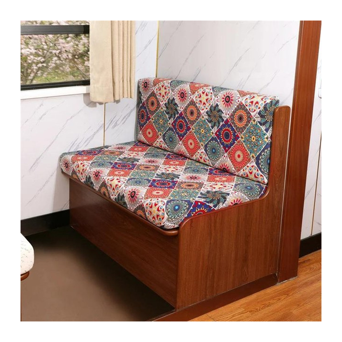 Bestbags 2er-Set elastische Kissenbezüge mit floralem Druck für Wohnmobil-Dinette und Sofas ohne Armlehnen - Bild 1