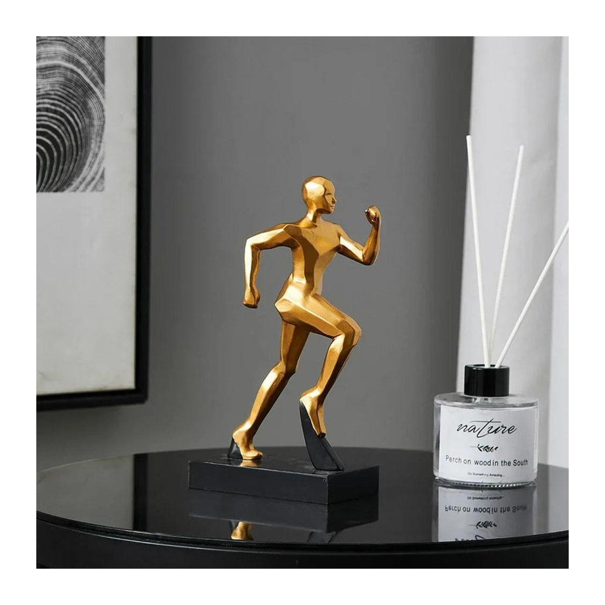 Bestbags Abstrakte Lauffigur Dekoration in Gold, Moderne Skulptur aus Kunstharz und Metall für dein Zuhause und das Büro - Bild 3