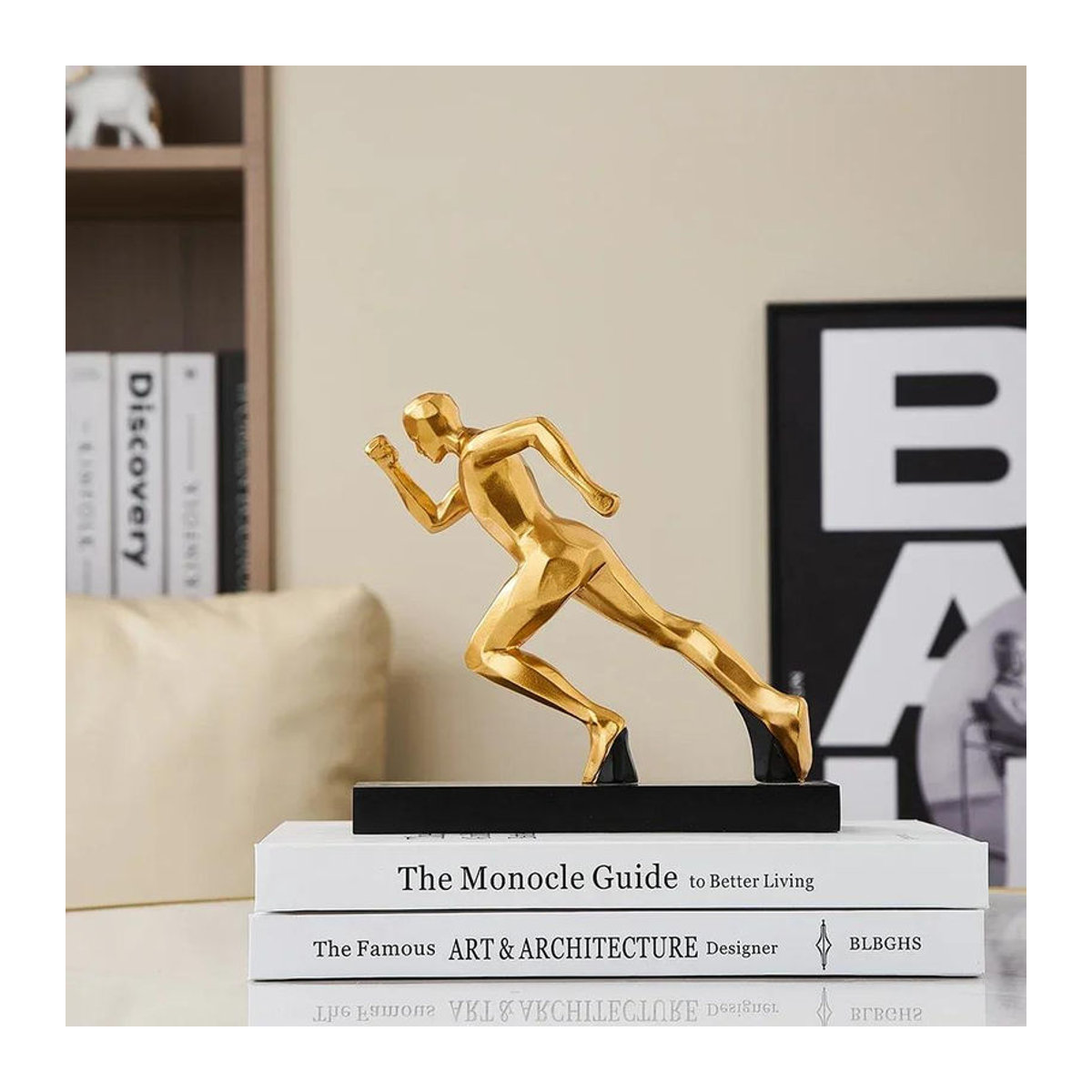 Bestbags Abstrakte Lauffigur Dekoration in Gold, Moderne Skulptur aus Kunstharz und Metall für dein Zuhause und das Büro - Bild 4