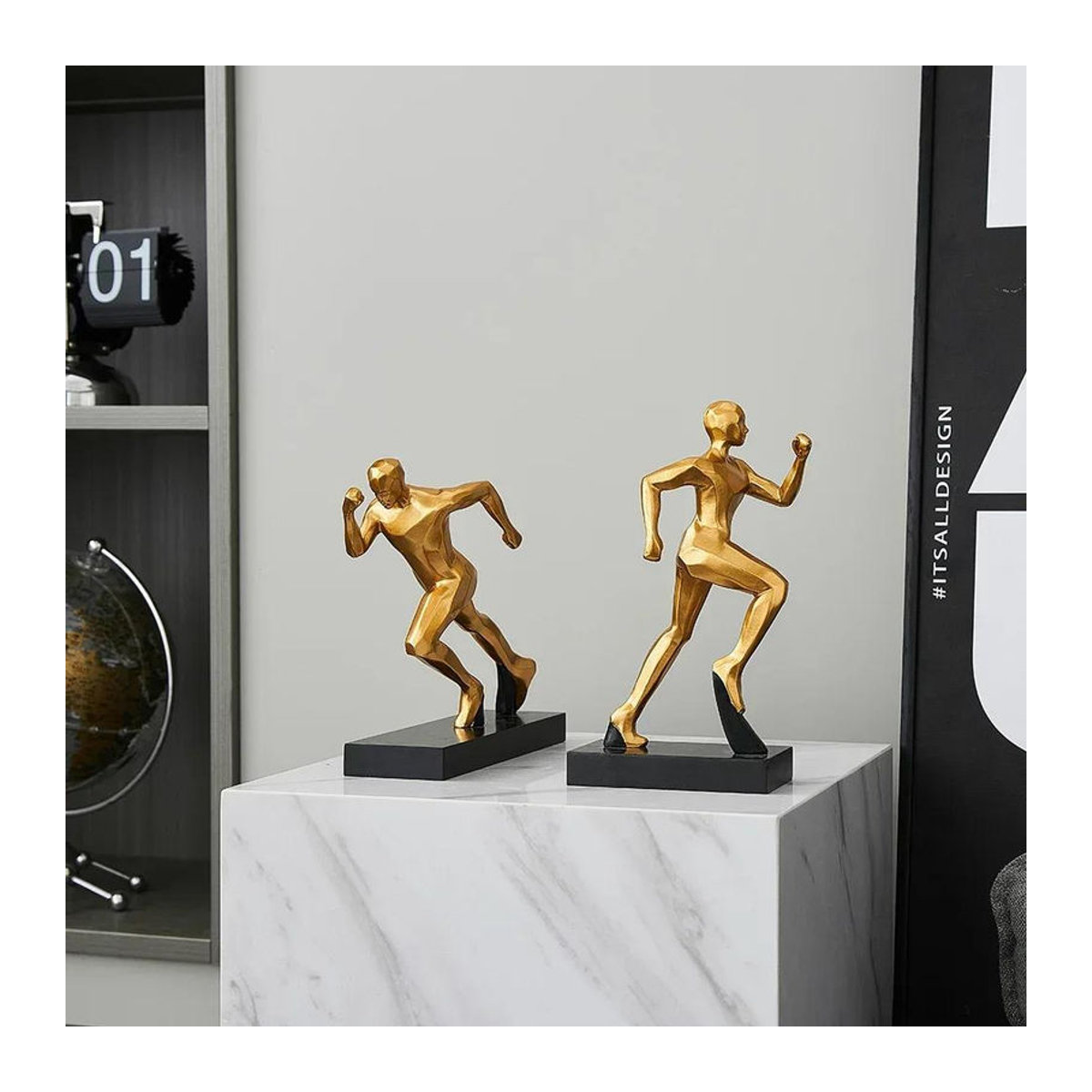 Bestbags Abstrakte Lauffigur Dekoration in Gold, Moderne Skulptur aus Kunstharz und Metall für dein Zuhause und das Büro - Bild 5