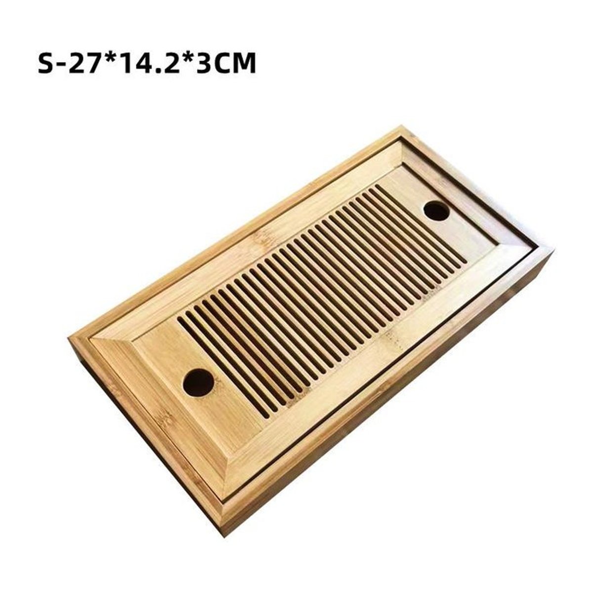 Bestbags Chinesisches Teetablett-Set aus Bambus mit Drainage und Wasserspeicher in Holzfarbe, B/T/H: 25 x 14 x 3,5 cm - Bild 1