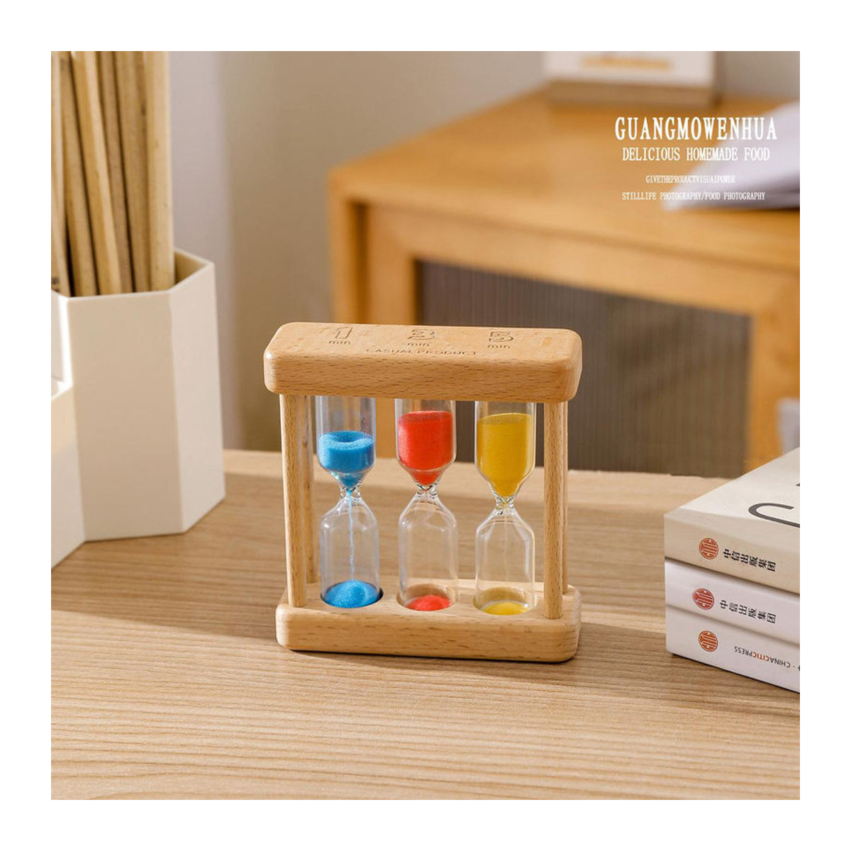 Bestbags Drei-in-Eins Sanduhr aus Holz in Braun als kreatives Zeitmessgerät und skandinavisches Deko-Ornament für Kinder und Zuhause - Bild 3
