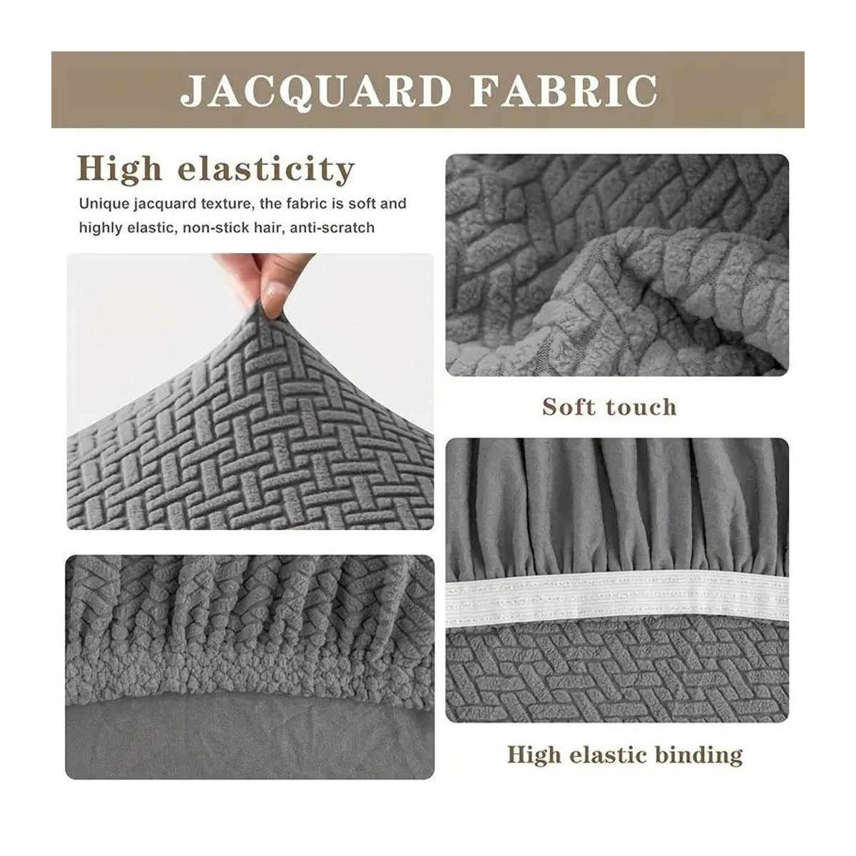 Bestbags Jacquard Elastischer Sofabezug in Grau, Schmutzabweisender Couch Sitzbezug für alle Jahreszeiten - Bild 2