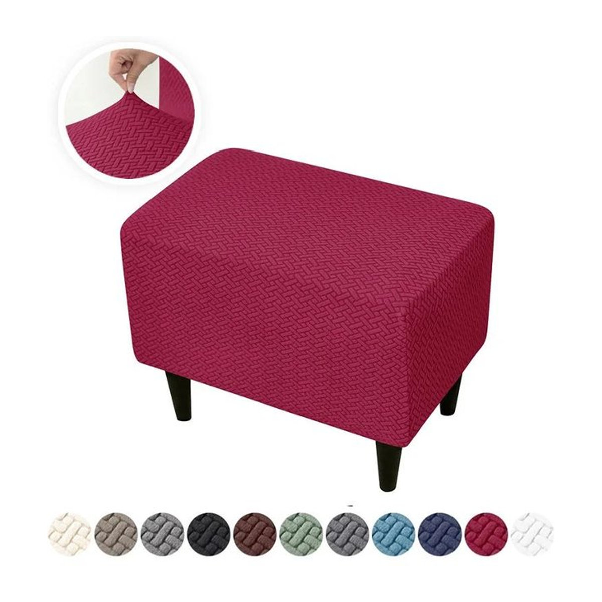 Bestbags Jacquard Hockerbezug Rechteckig aus elastischem Stretch-Material für Ottomane und Pouf - Bild 1