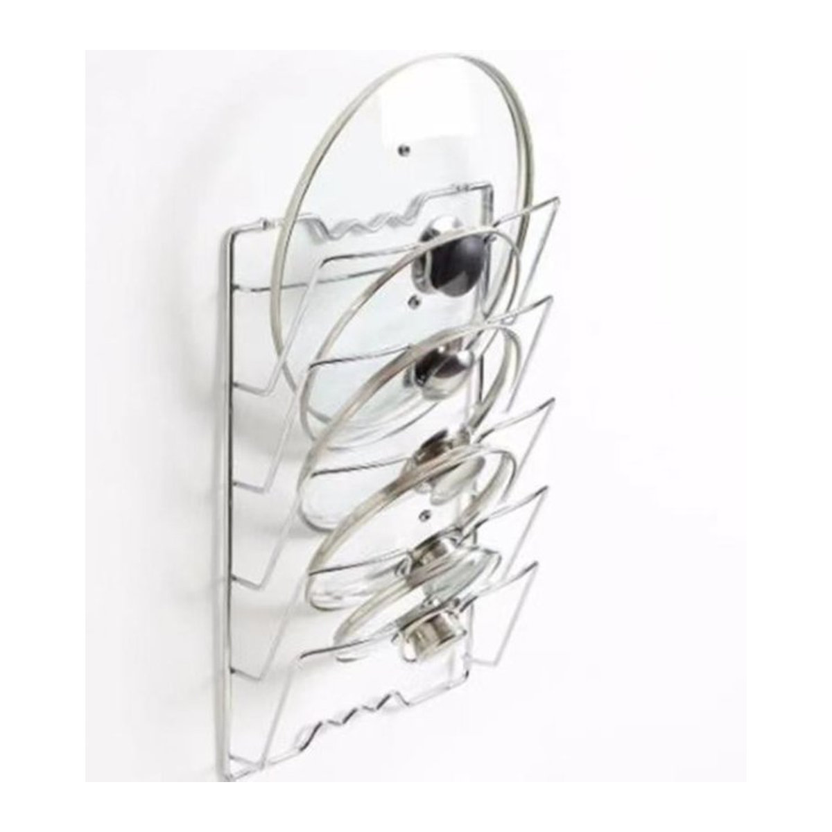 Bestbags Küchen-Organizer aus rostfreiem Metall als Wandregal für Topfdeckel, 5-lagig, Silber - Bild 1