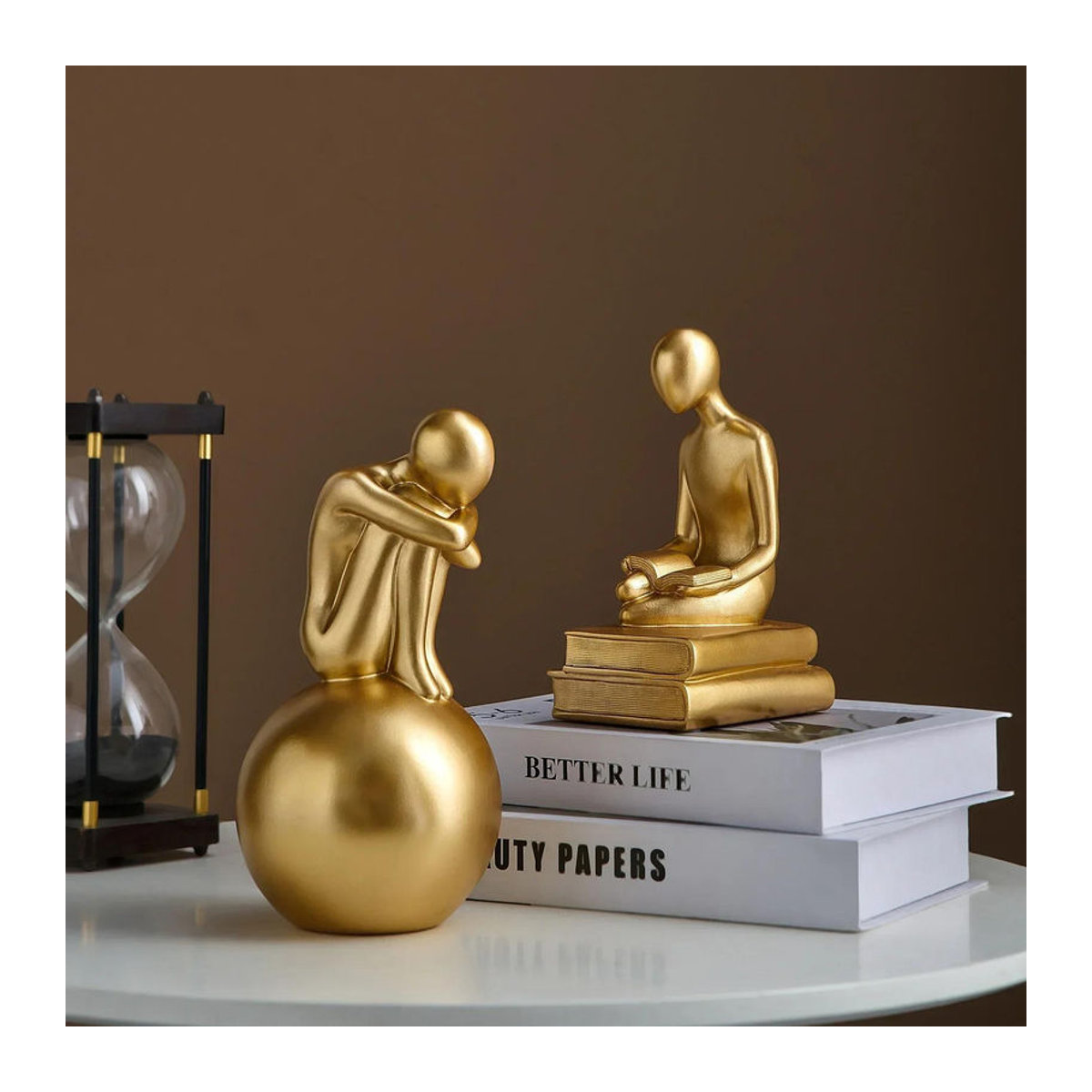 Bestbags Moderne Denker Skulptur aus Kunstharz in Gold als dekorative Figur für dein Zuhause oder Büro - Bild 2