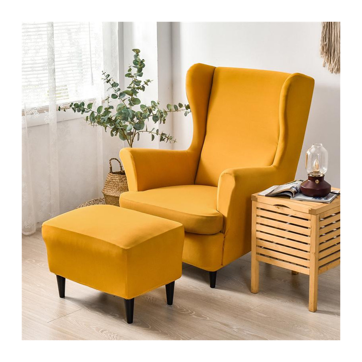 Bestbags Ohrensesselbezug aus Stretch-Spandex in Unifarben mit Sitzkissenbezügen - Bild 1