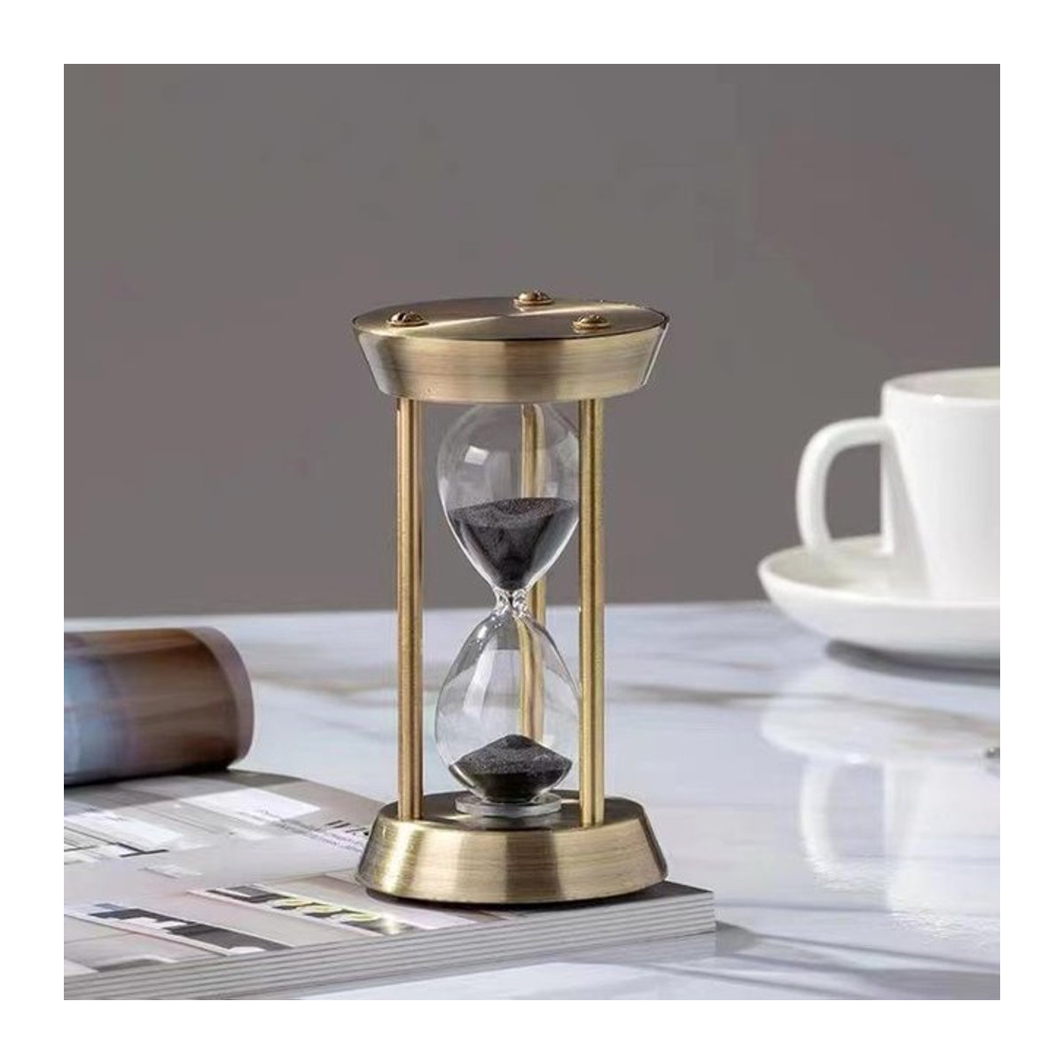 Bestbags Sanduhr aus Metall mit drei Säulen als Luxus Desktop Dekoration und Timer für 3 Minuten - Bild 1