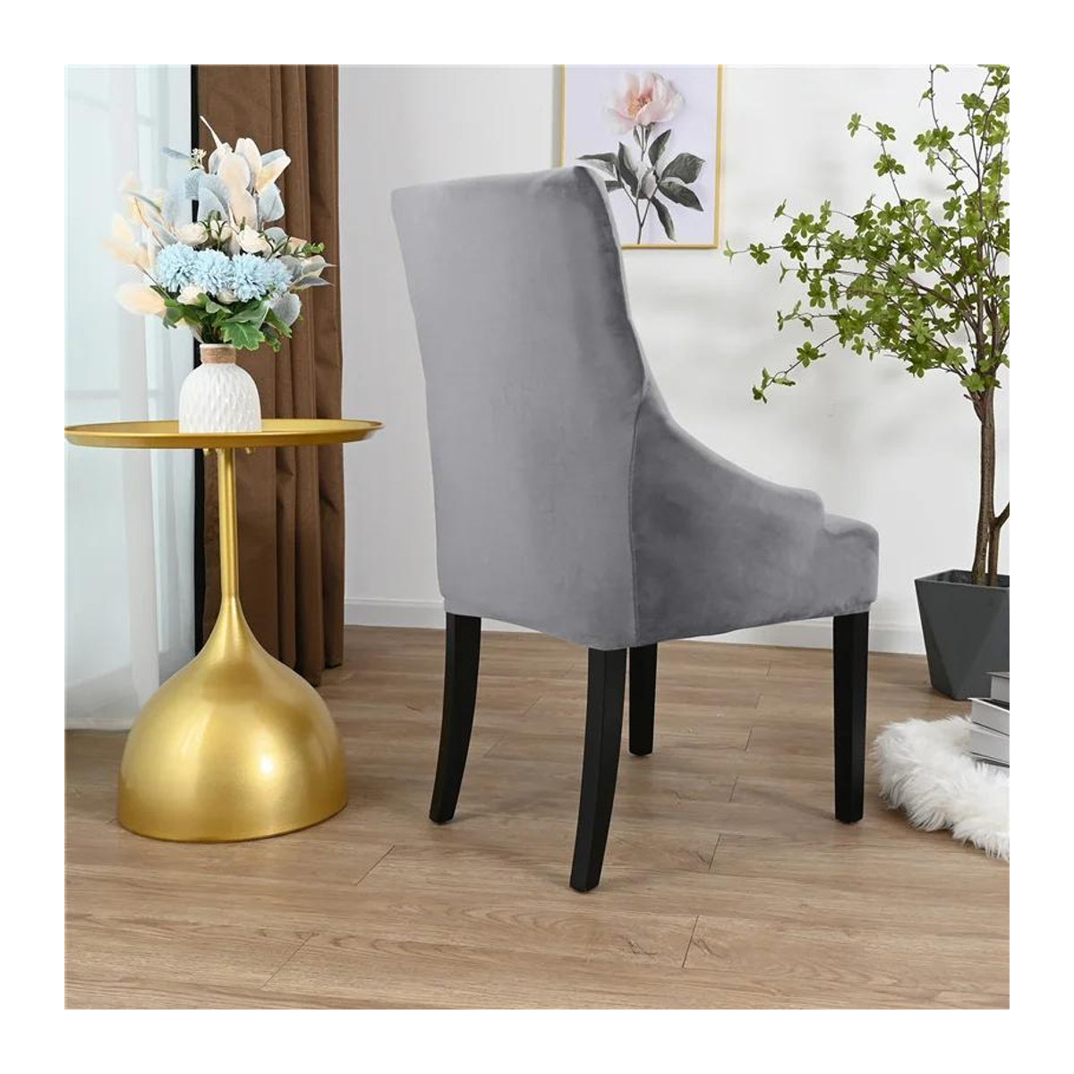 Bestbags Sesselbezug für Hochlehner Sessel in Grau, elastischer Schrägstuhlbezug für Wohnzimmer und Büro - Bild 1