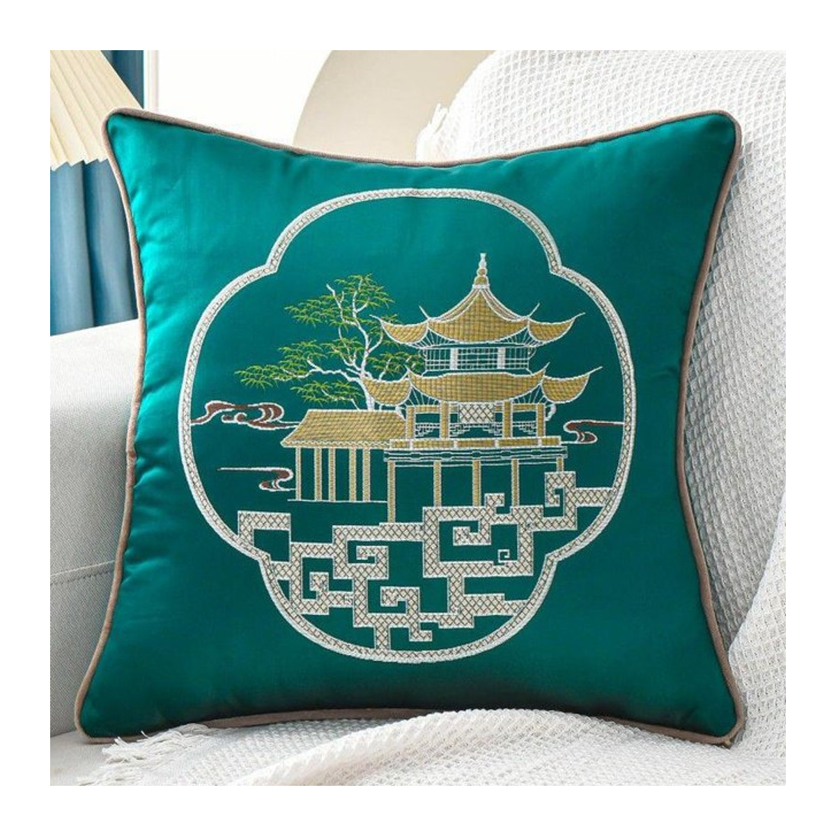 Bestickter Kissenbezug von WTEMPO für Sofa, Büro oder Auto, B/B: 45 x 45 cm - Bild 1