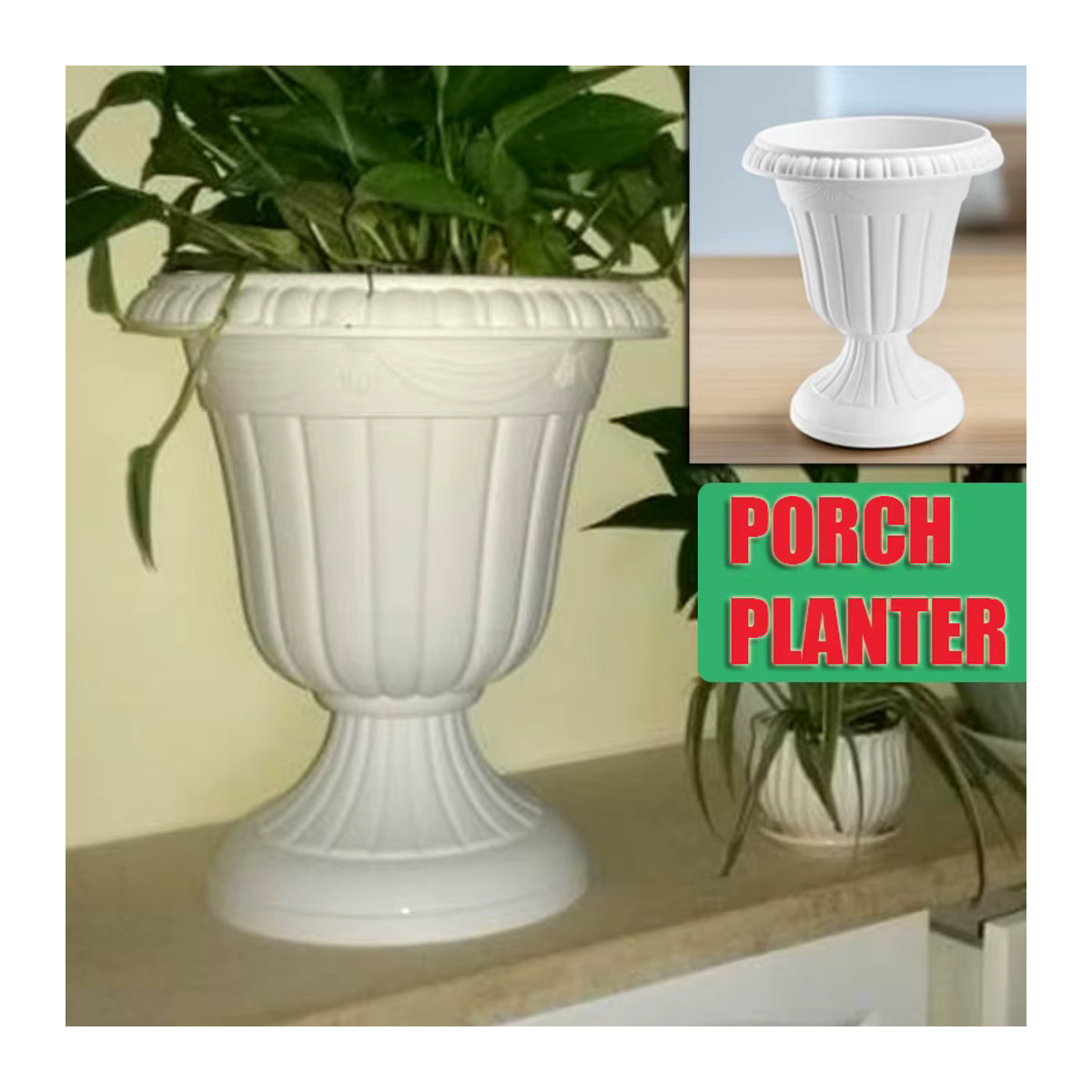 BESTOMZ Blumentopf im Design einer römischen Säule, weiß, für Outdoor und Hochzeit, aus Kunststoff und Keramik - Bild 2