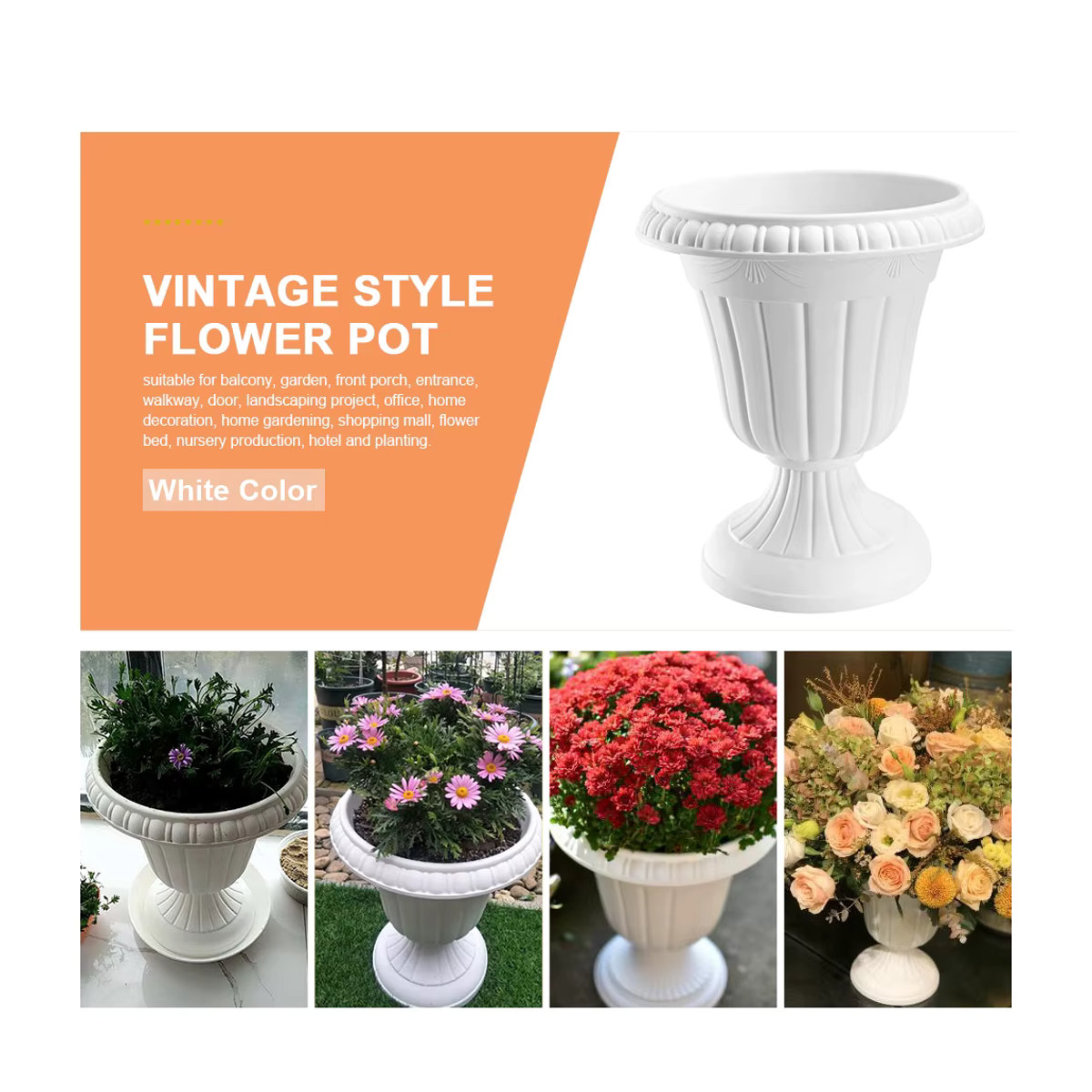 BESTOMZ Blumentopf im Design einer römischen Säule, weiß, für Outdoor und Hochzeit, aus Kunststoff und Keramik - Bild 4