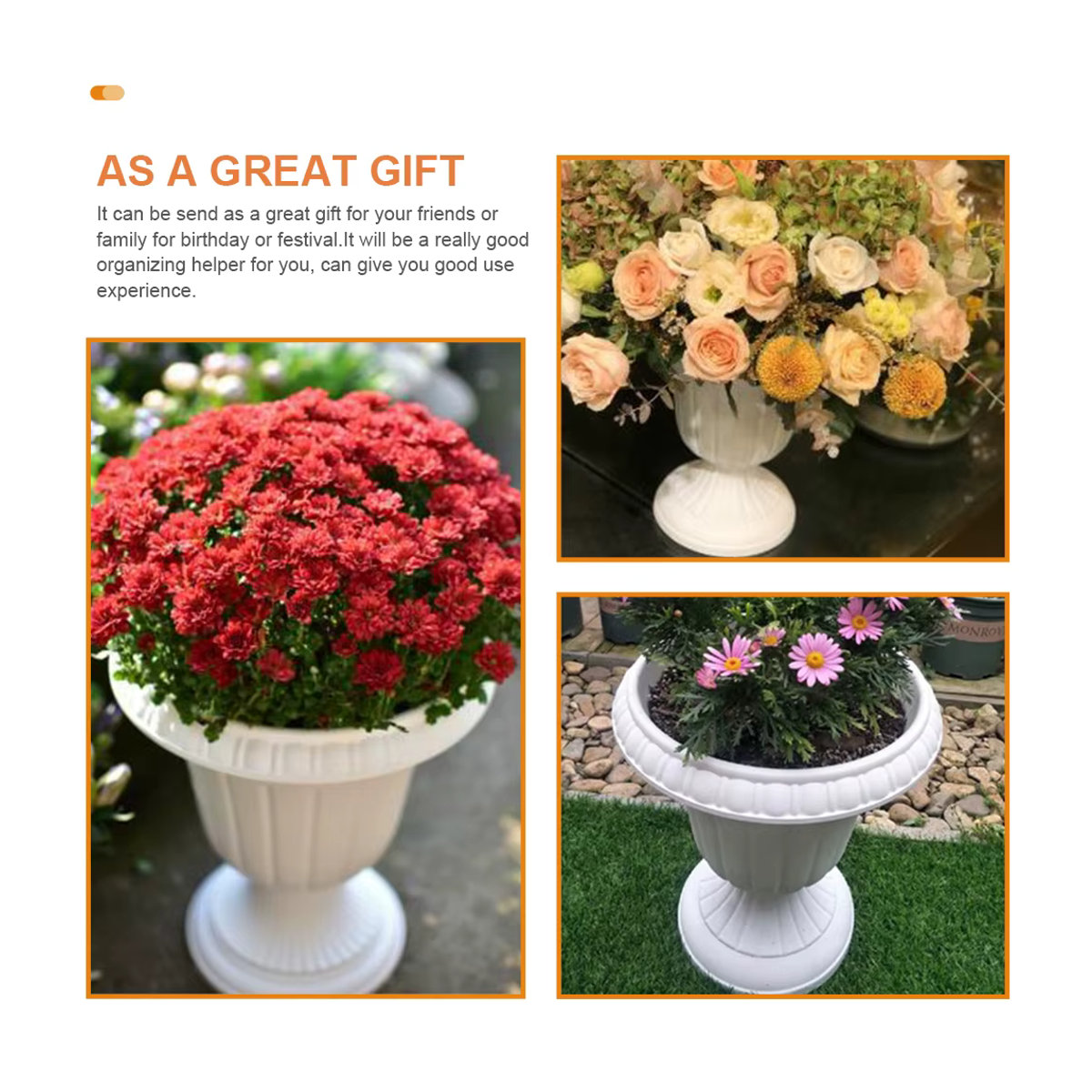 BESTOMZ Blumentopf im Design einer römischen Säule, weiß, für Outdoor und Hochzeit, aus Kunststoff und Keramik - Bild 5