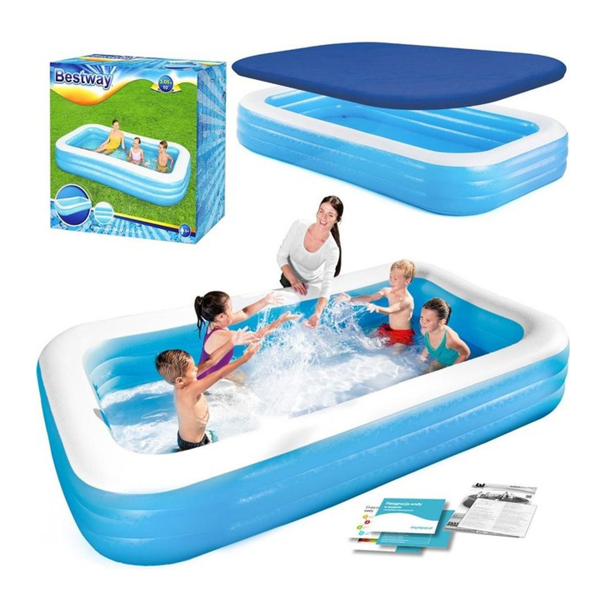 Bestway 2 in 1 Aufblasbarer Familienpool aus PVC, H x B x T: 56 x 305 x 183 cm - Bild 1