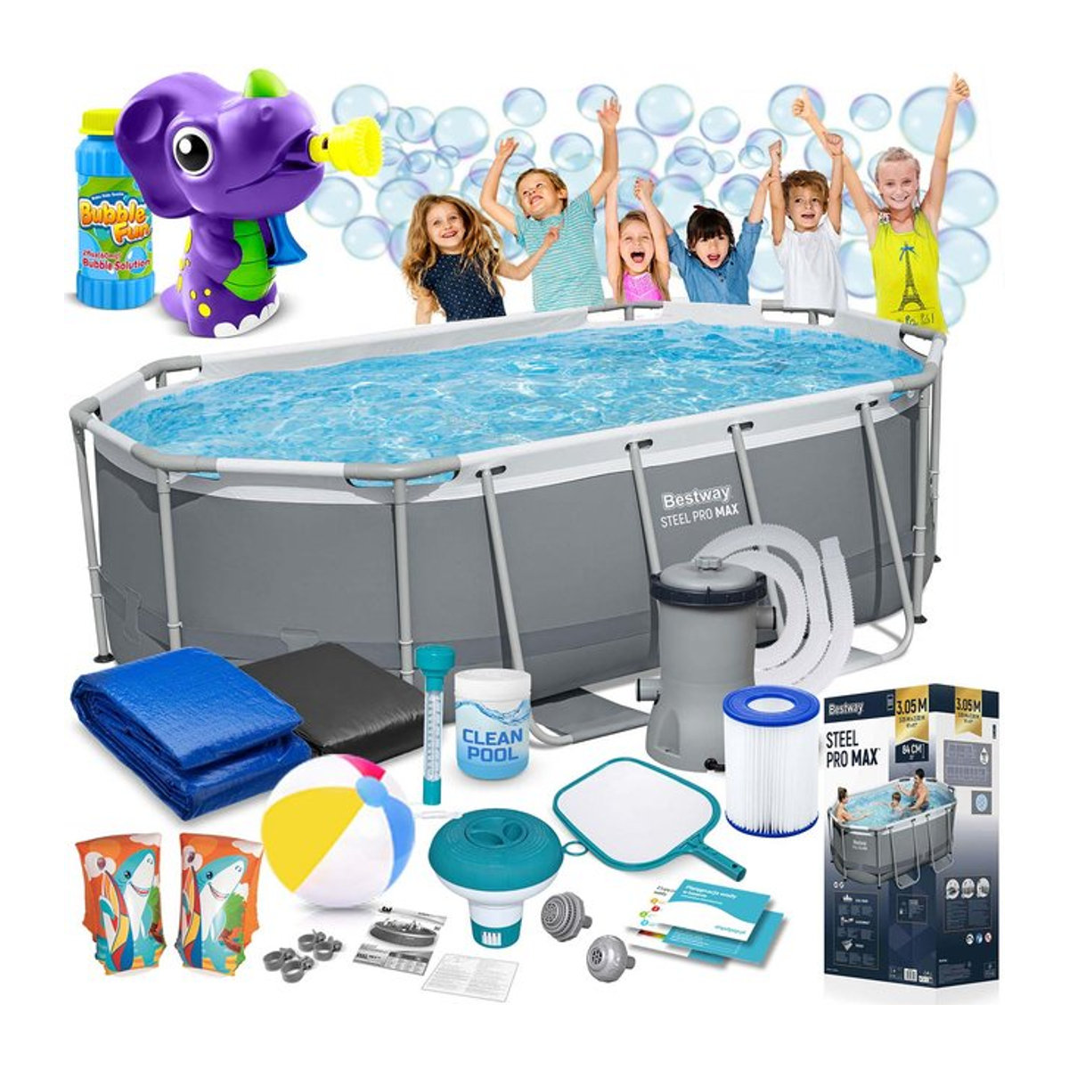 Bestway Rahmenpool 5614A mit Seifenblasenmaschine, B/T/H: 305 x 200 x 84 cm - Bild 1