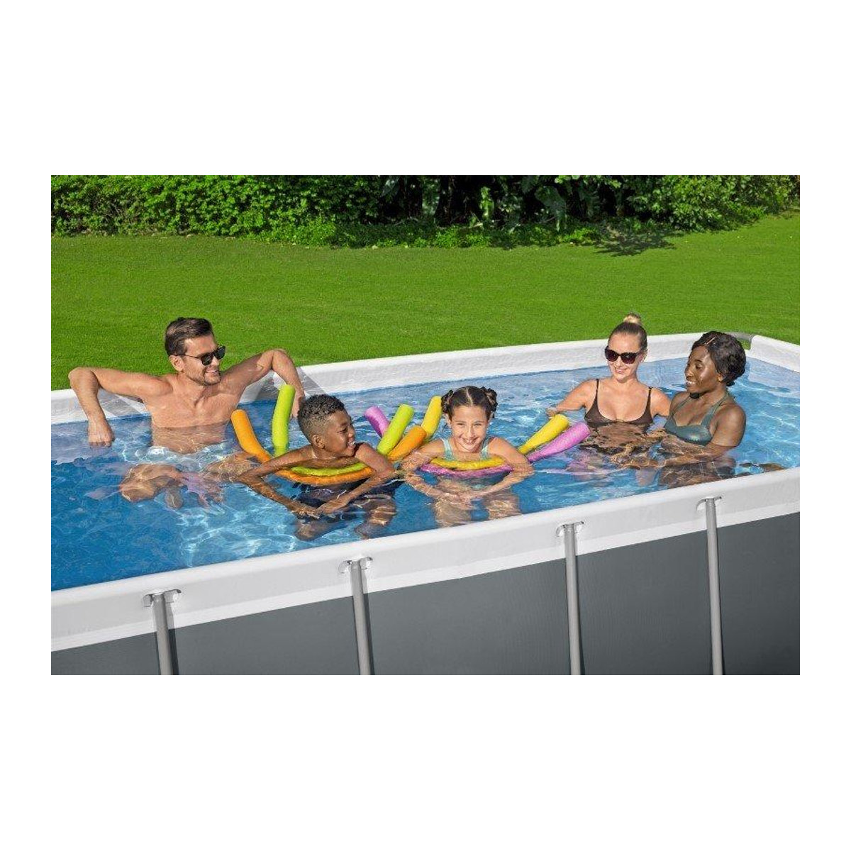 Bestway Stahlrahmenpool 8-in-1 Set in Blau und Weiß, H x B x T: 100 x 404 x 201 cm - Bild 2