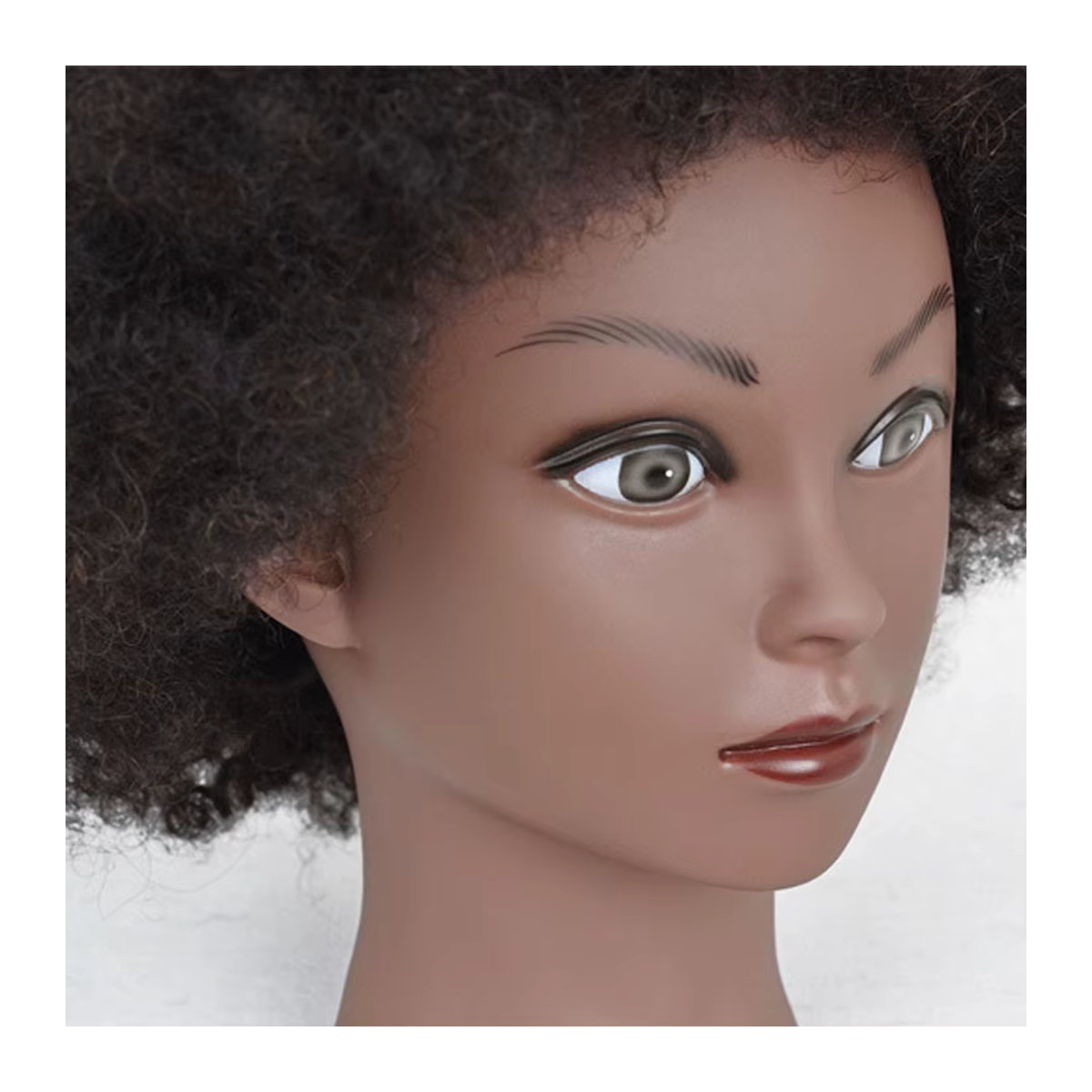 Betella Afro-Mannequin-Kopf mit 100 % Echthaar in Schwarz, Trainingskopf zum Üben von Cornrows und Zöpfen, Höhe: 20,3 cm - Bild 2