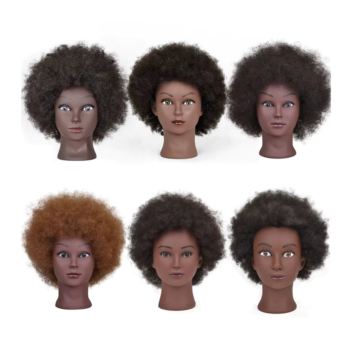 Betella Afro-Mannequin-Kopf mit 100 % Echthaar in Schwarz, Trainingskopf zum Üben von Cornrows und Zöpfen, Höhe: 20,3 cm - Bild 3