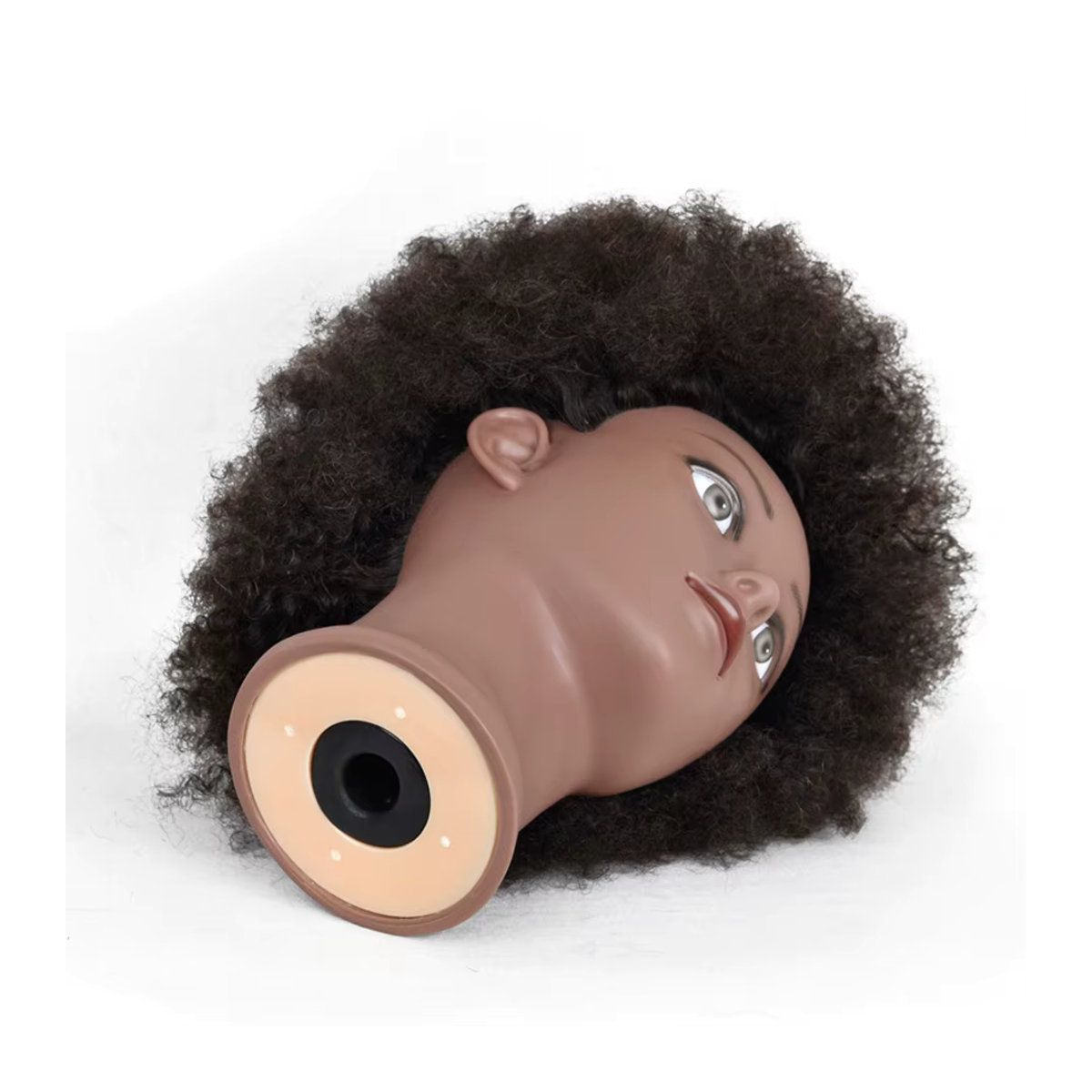 Betella Afro-Mannequin-Kopf mit 100 % Echthaar in Schwarz, Trainingskopf zum Üben von Cornrows und Zöpfen, Höhe: 20,3 cm - Bild 5