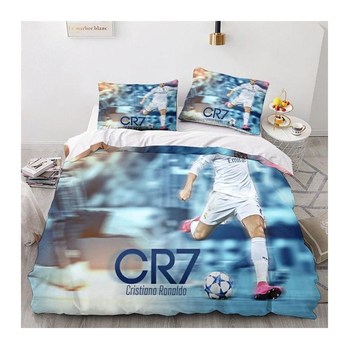 Bettbezug Ronaldo 3D Kinder Jungen Mädchen Set aus weicher Mikrofaser mit Reißverschluss, Multicolor, B/H: 135 x 200 cm - Bild 1