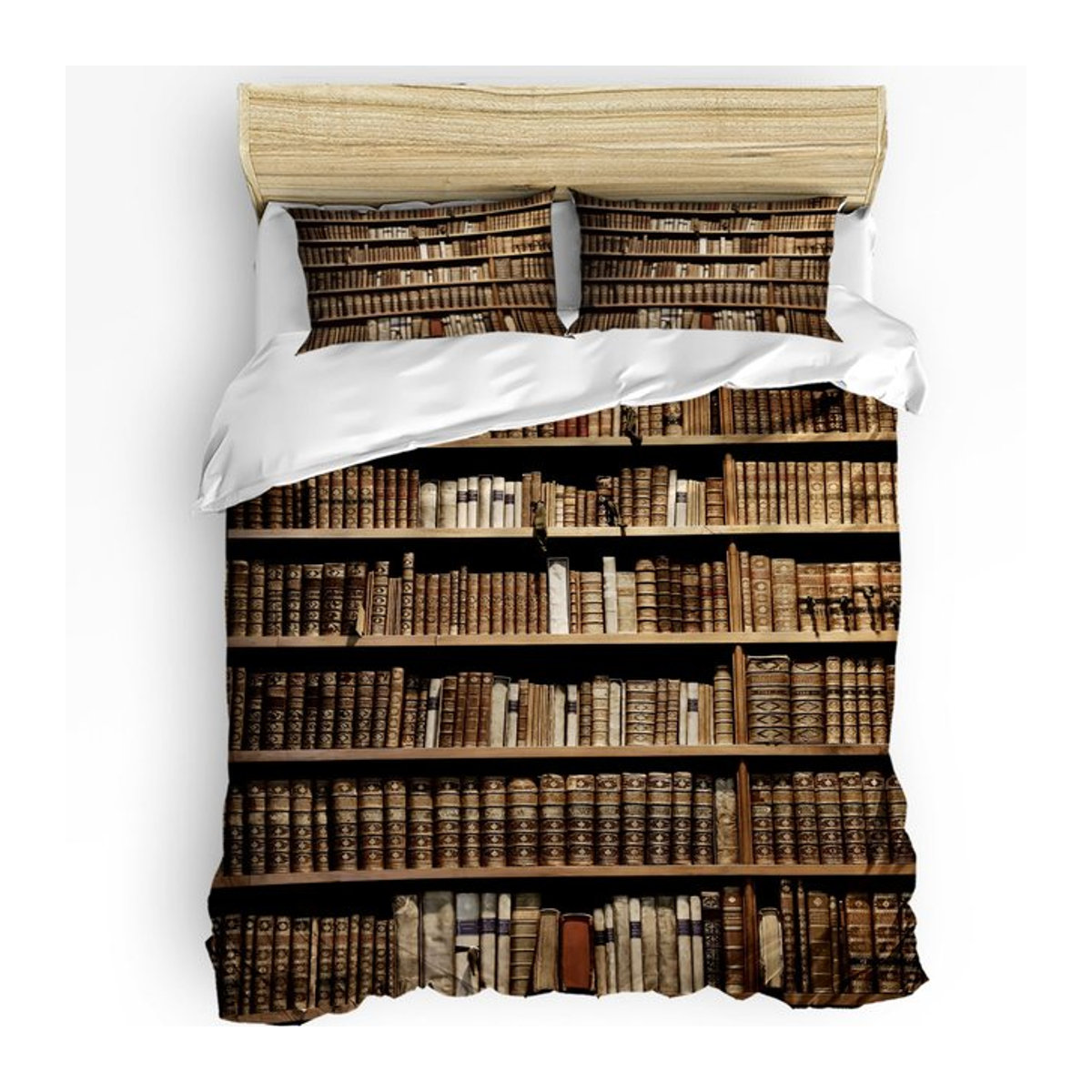 Bettbezug Set mit Bücherregal und bunten Buch-Illustrationen von Monika Chen, Multicolor, B/H: 140 x 210 cm - Bild 1