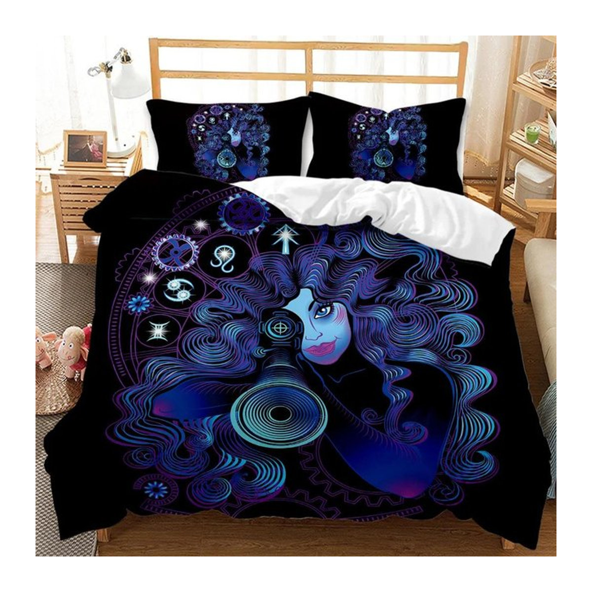 Bettbezug-Set mit Sternbild-Motiv Löwe in Multicolor für Kinder und Jugendliche, 2-teiliges Bettwäscheset aus Polyester, Breite: 133 cm, Länge: 200 cm (70x133cm) - Bild 1