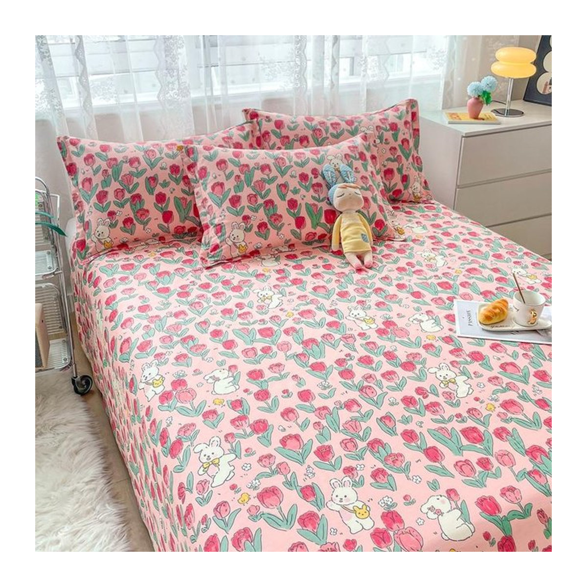 Bettlaken aus 100% Baumwolle mit Cartoon Hund und Katze Motiv für Kinder in Einzelbett, Queen Size, King Size und California King - Bild 1