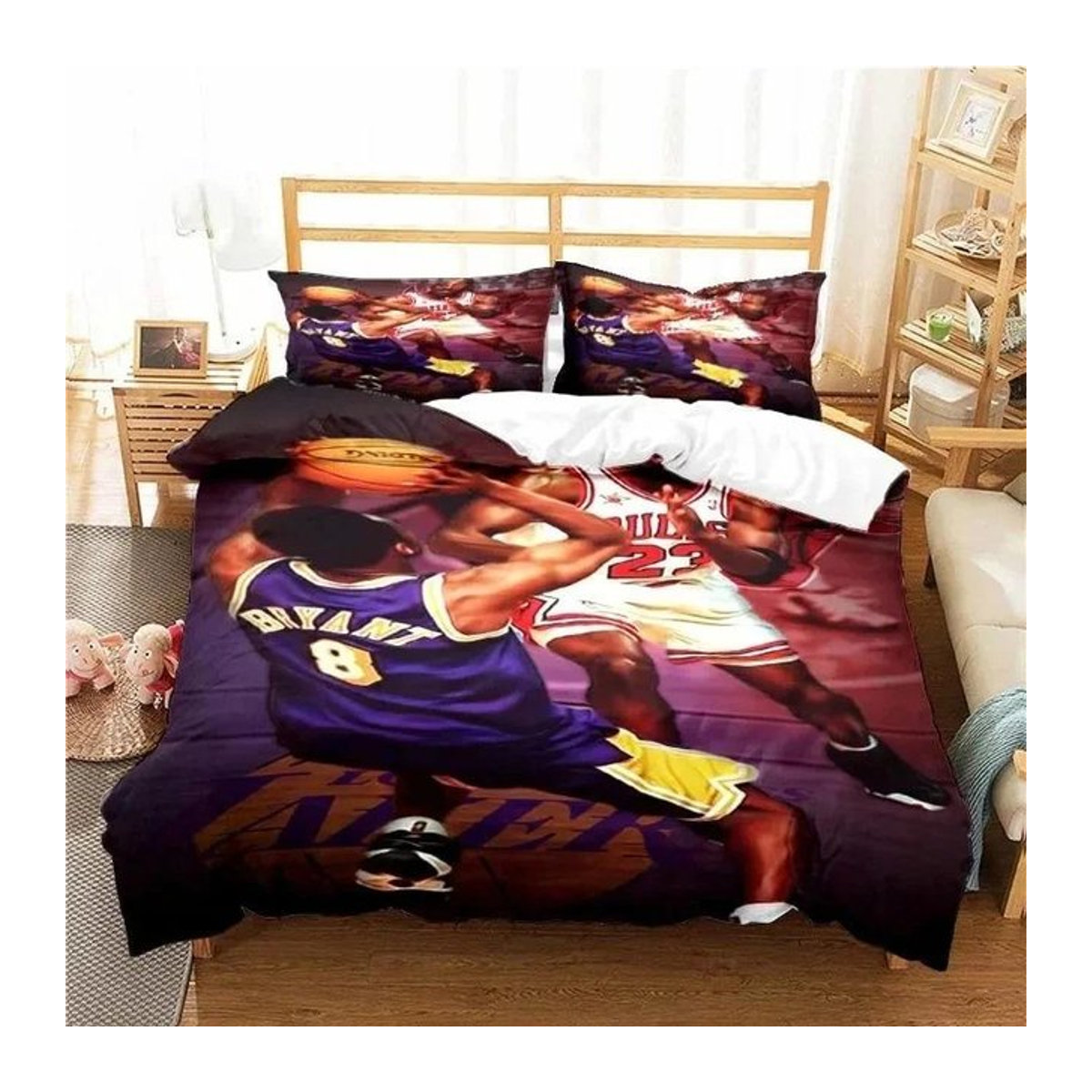 Bettwäsche-Kollektion Amerikanischer Basketball-Star Nr. 23 für Kinder und Erwachsene mit Bettbezug und Kissenbezügen, Breite: 133 cm, Länge: 200 cm (Annahme basierend auf Standard-Queen/Einzel-Kontext, jedoch gemäß strikter Anweisung nur vorhandene Maße - Bild 1