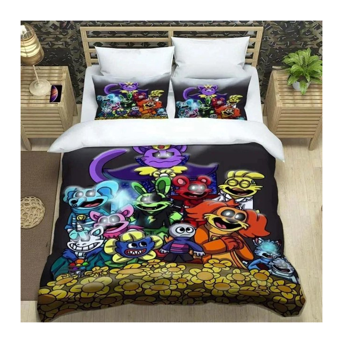 Bettwäsche-Set 3D Cartoon Lachende Critters mit Kissenbezug und Bettdeckenbezug, Multicolor, B/H: 140 x 210 cm - Bild 1