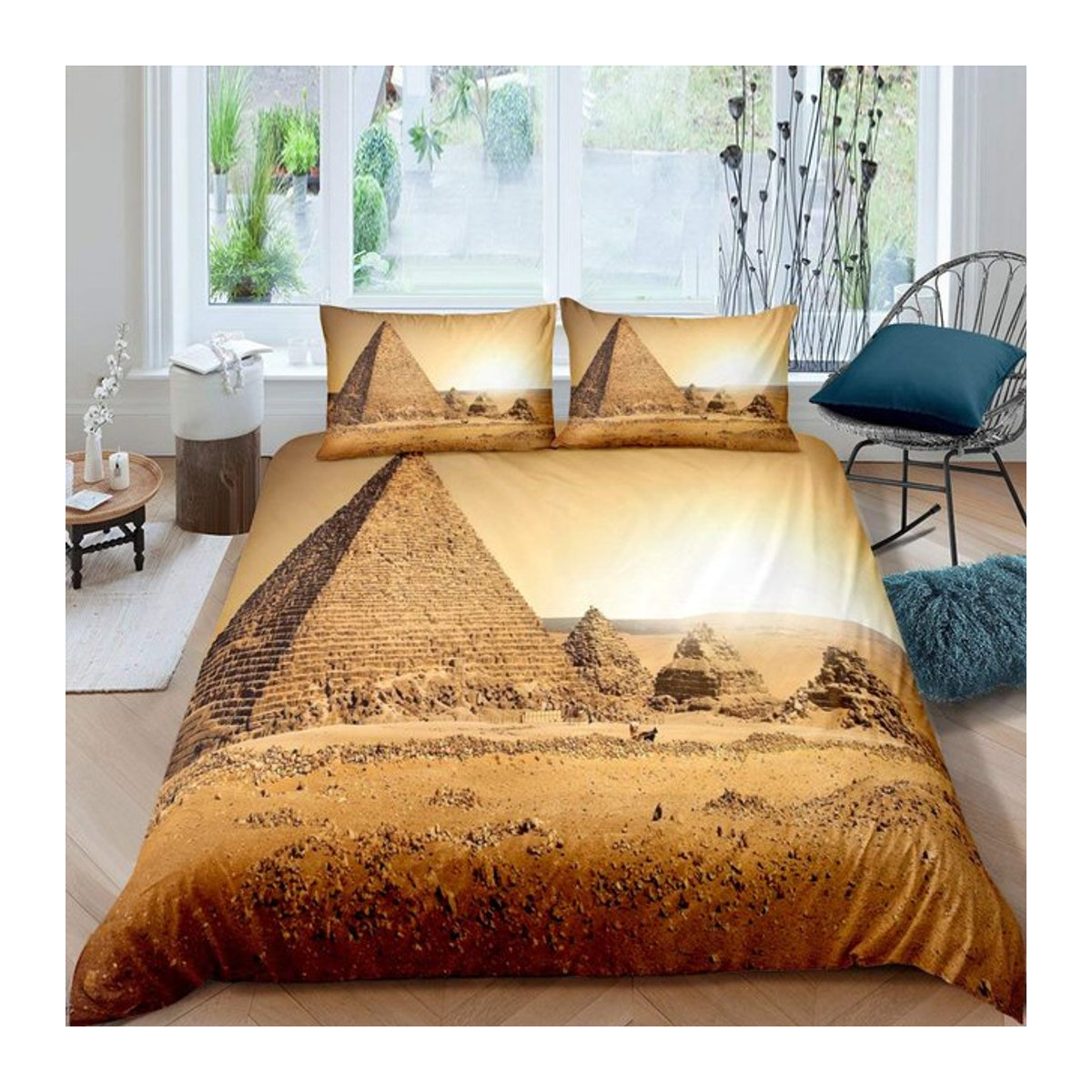 Bettwäsche Set Ägyptische Pyramiden von JMG Household Supplies mit Reißverschluss, Design Altes Ägypten Vintage Exotisch, B/H: 140 x 210 cm - Bild 1