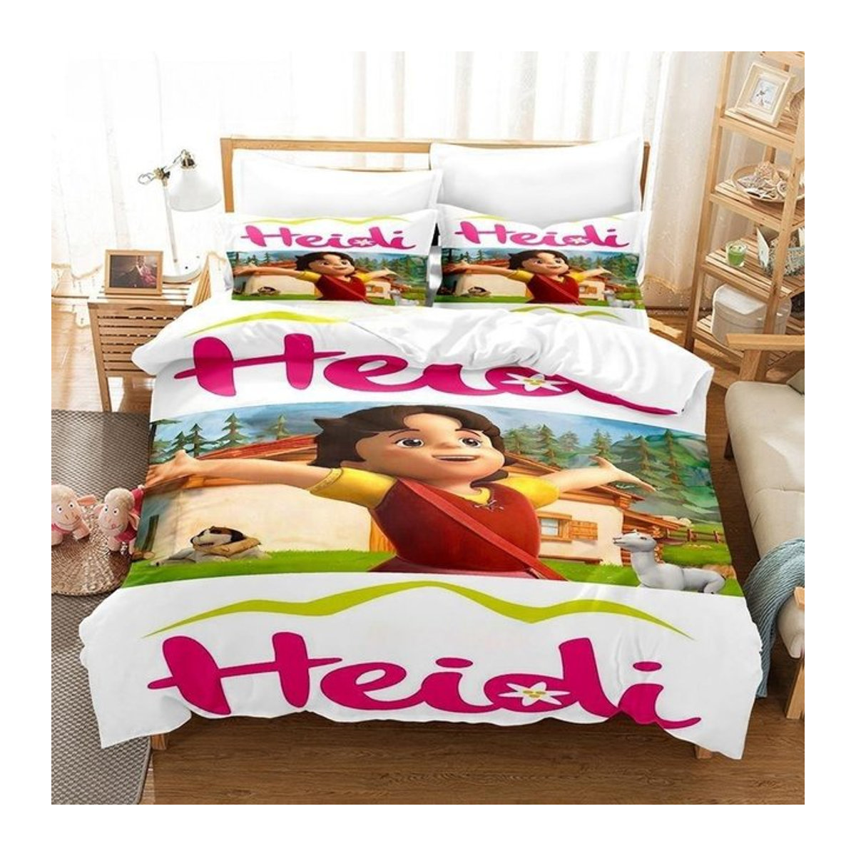 Bettwäsche Set Anime Heidi 3D Druck mit Reißverschluss, 3-teilig, B/H: 140 x 200 cm - Bild 1