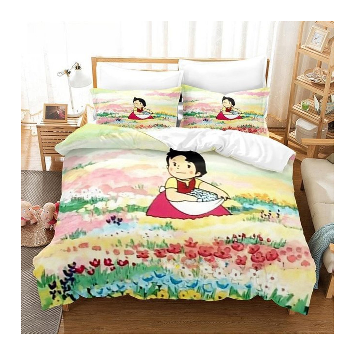 Bettwäsche Set Anime Heidi Mädchen der Alpen mit Reißverschluss, B/H: 210 x 210 cm - Bild 1