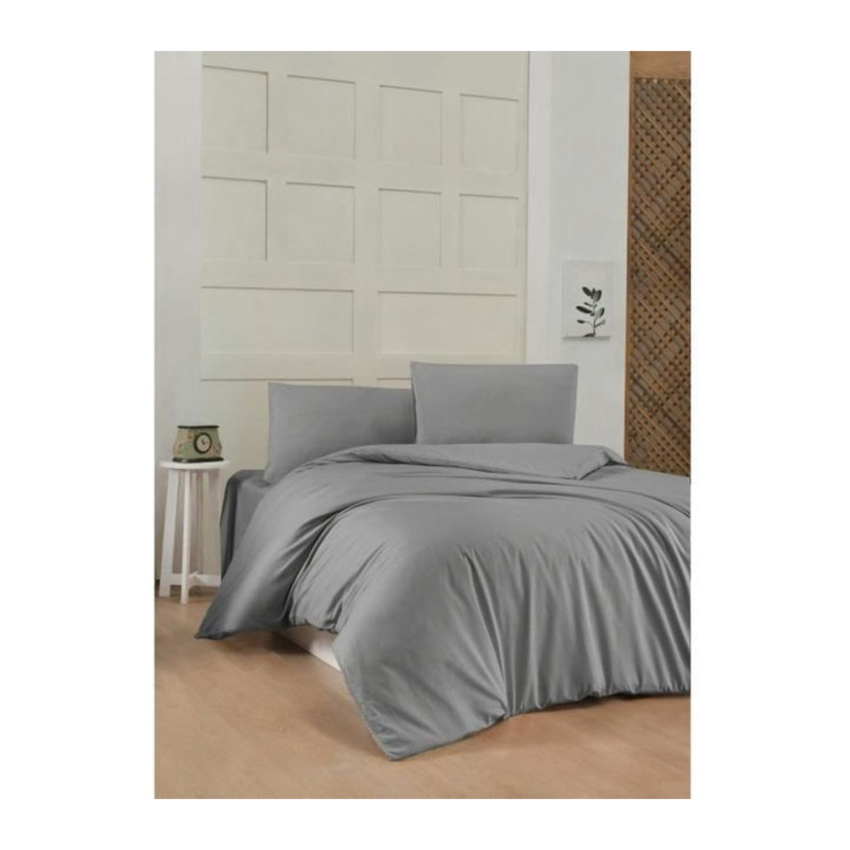 Bettwäsche-Set aus 100% verstärkter Baumwolle in Grau mit 1 Bettbezug (Breite: 220 cm, Höhe: 240 cm) und 2 Kissenbezügen (Breite: 60 cm, Höhe: 60 cm) - Bild 1