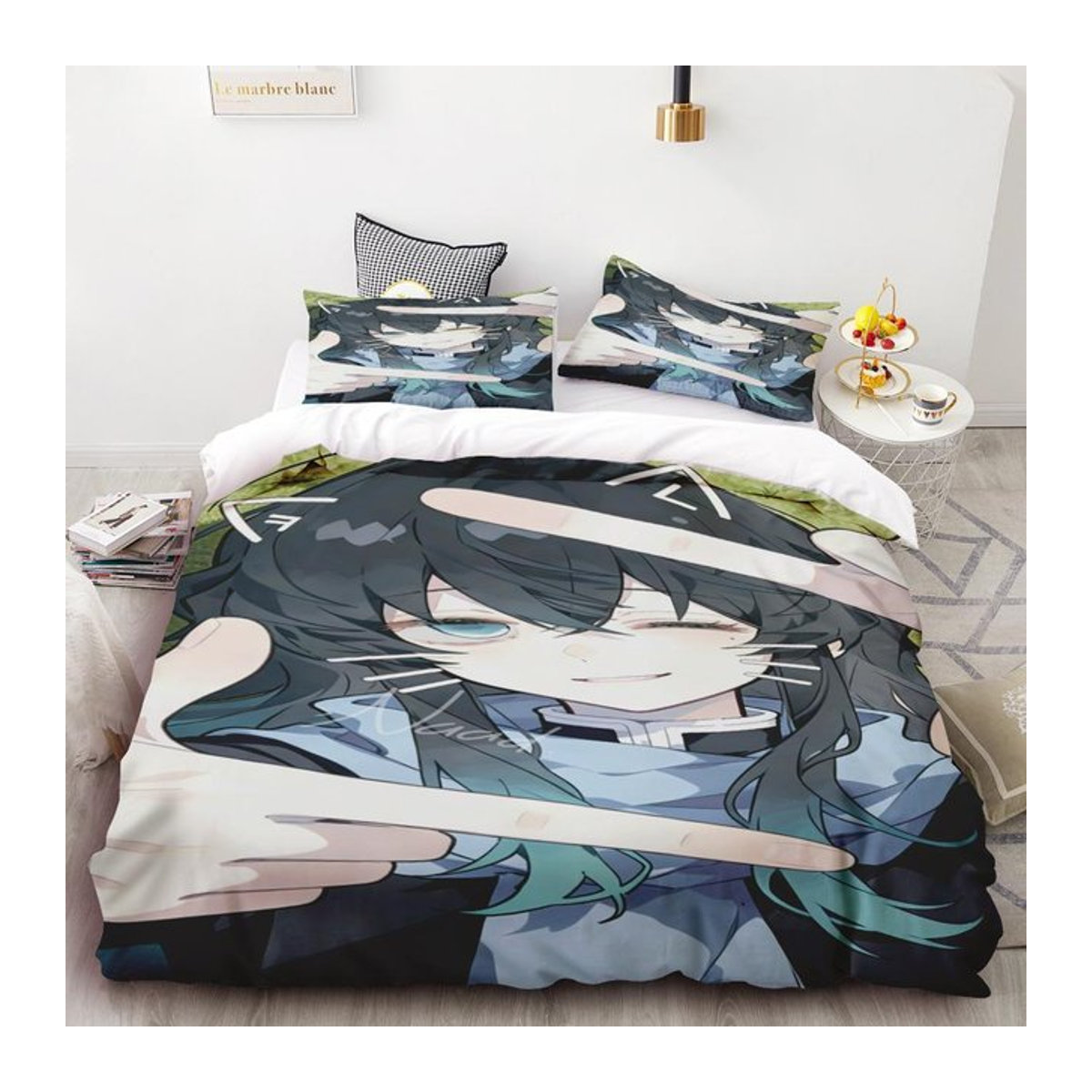 Bettwäsche-Set Demon Slayer Kimetsu No Yaiba Kamado Nezuko Anime Polyester mit Reißverschluss, Breite: 135 cm, Länge: 200 cm - Bild 1
