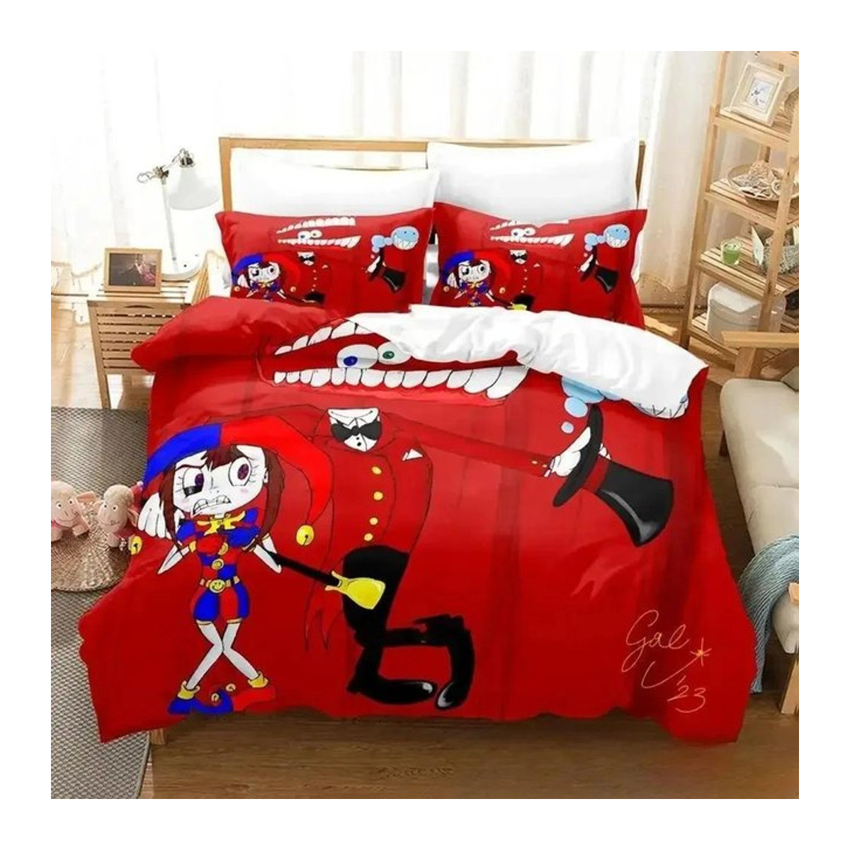 Bettwäsche-Set Digitaler Zirkus mit 3D-Druck in Multicolor, bestehend aus Bettbezug und Kissenbezug, Breite: 135 cm, Länge: 200 cm - Bild 1