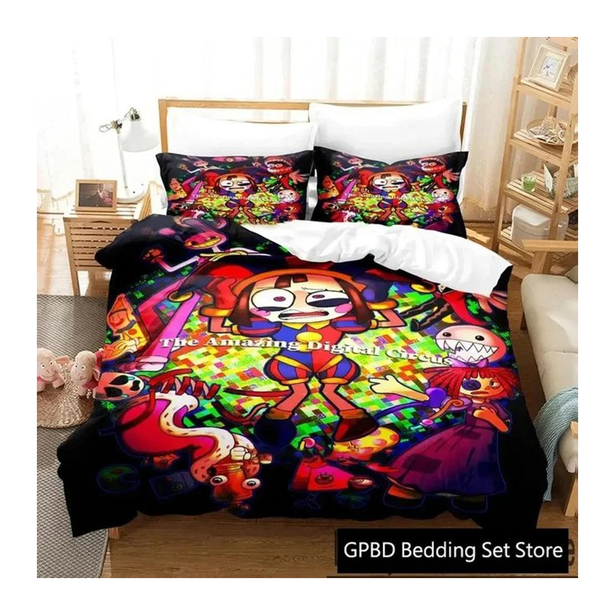 Bettwäsche-Set Digitaler Zirkus mit 3D-Druck, Multicolor, Bettbezug und Kissenbezüge, B/H: 135 x 200 cm - Bild 1