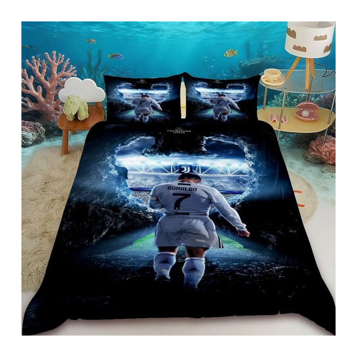 Bettwäsche Set Flylo Ronaldo Idol Fußballstar mit 3D-Druck und Reißverschluss, Multicolor, B/H: 135 x 200 cm - Bild 1