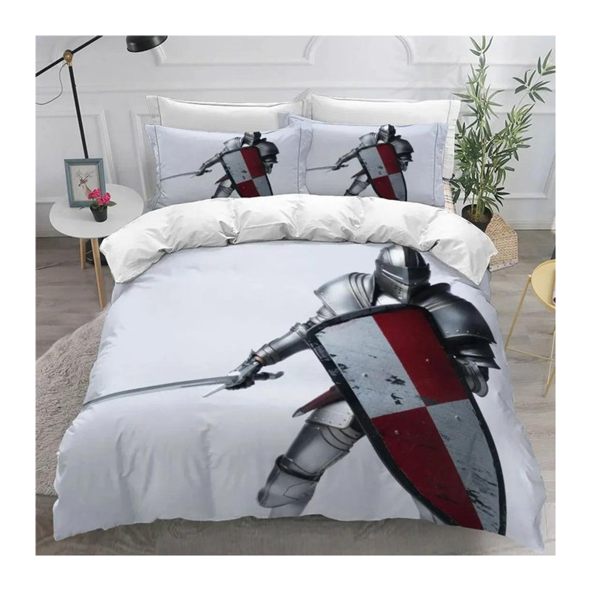 Bettwäsche-Set Heilige Ritter mit 3D-Druck, bestehend aus Bettbezug und Kissenbezug, B/H: 70 x 133 cm - Bild 1