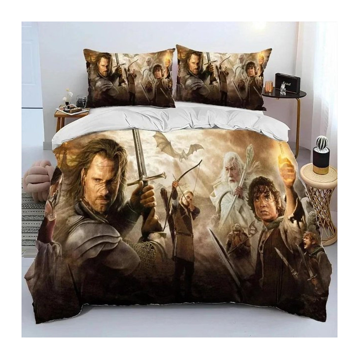 Bettwäsche-Set Herr der Ringe und Hobbit mit Bettdecke und Kissenbezug für das Kinderzimmer, 3-teilig, B/H: 140 x 210 cm - Bild 1
