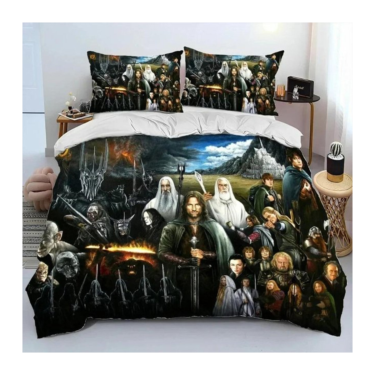 Bettwäsche-Set Herr der Ringe und Hobbit mit Bettdecke und Kissenbezügen für das Kinderzimmer, Queen Size, B/B: 210 x 210 cm - Bild 1