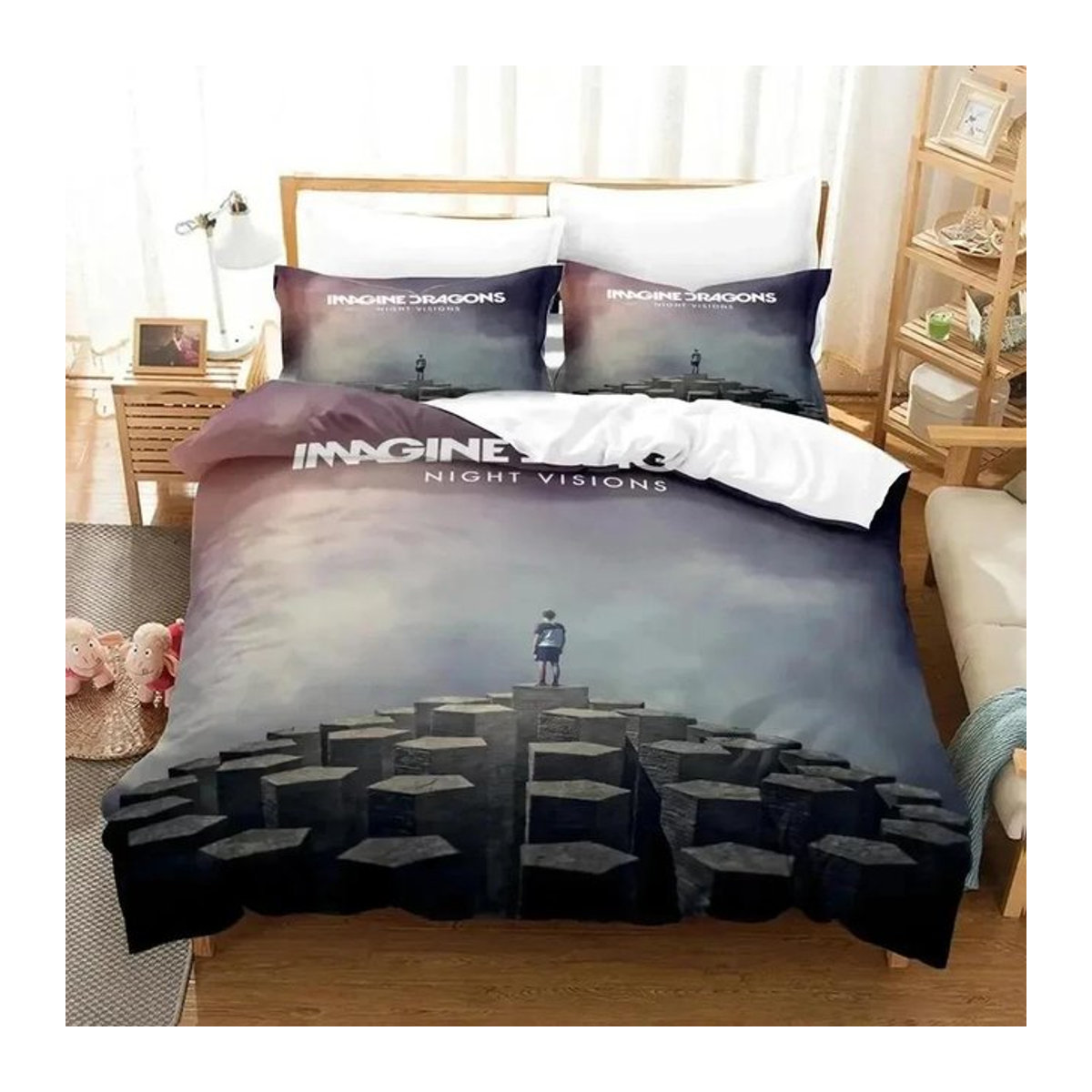 Bettwäsche-Set Imagine Dragons Album Lodestar mit 3D-Druck aus Leinen inklusive Kissenbezügen und Reißverschluss, Breite: 240 cm, Höhe: 210 cm - Bild 1