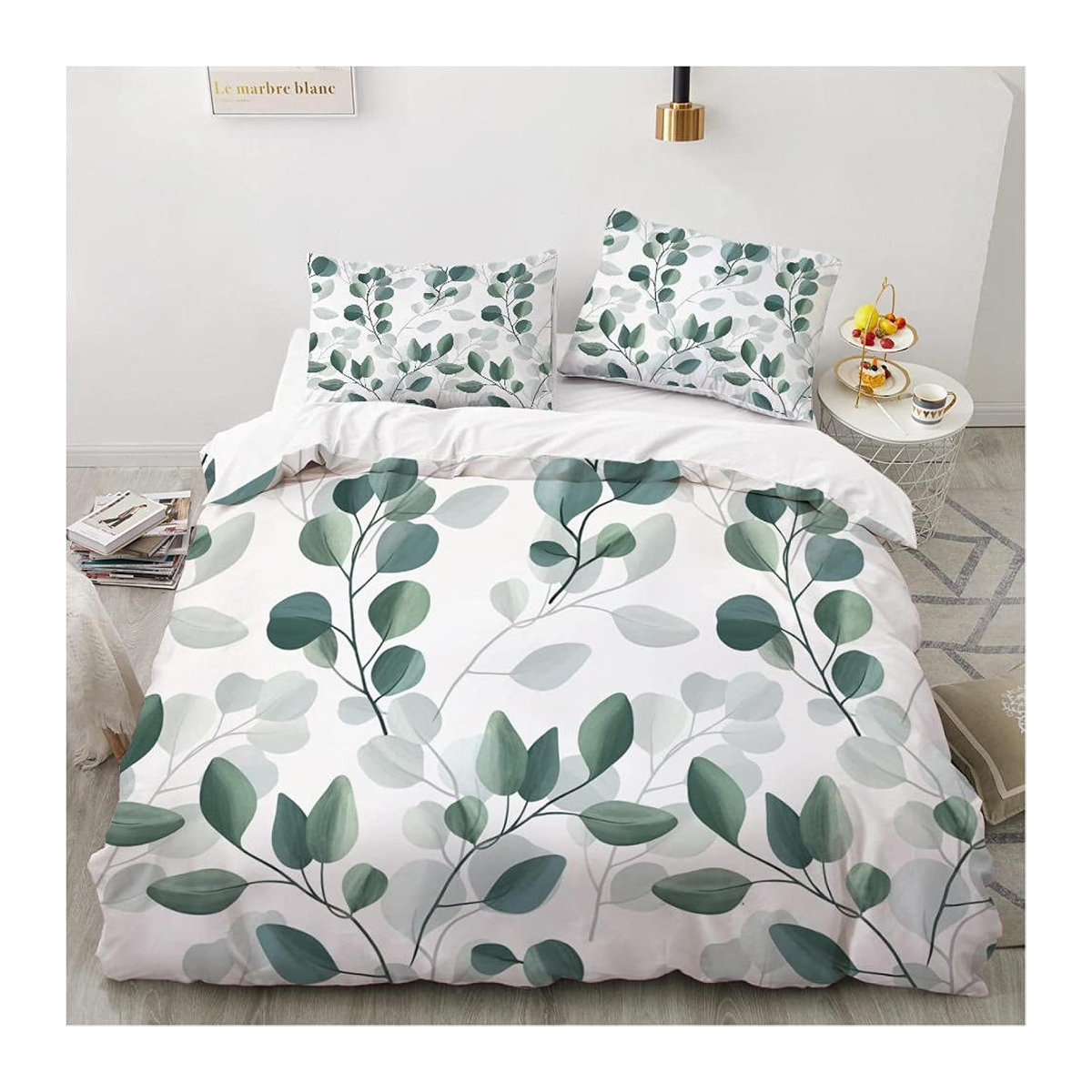 Bettwäsche-Set Jessica Chen Botanisches Design Eucalyptusblätter in Salbeigrün, B/B: 135 x 200 cm - Bild 1