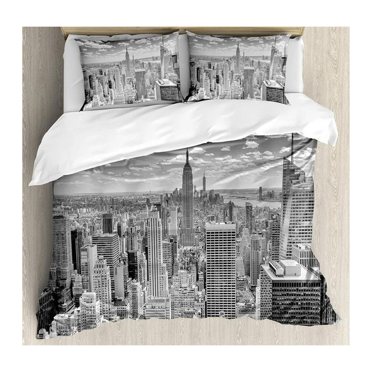 Bettwäsche-Set JMG Household Supplies New York NYC Reflexionen auf Manhattan mit Reißverschluss, Doppelbett-Set, B/H: 200 x 200 cm - Bild 1