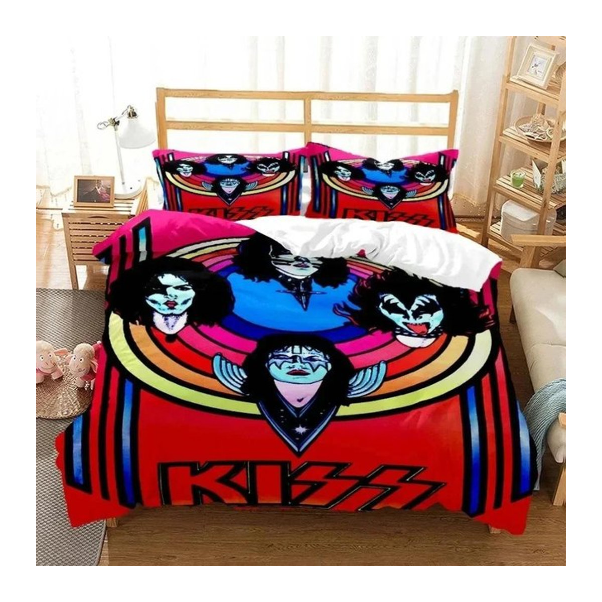 Bettwäsche-Set Kiss Band Rock mit 3D-Druck von Jessica Chen, Multicolor, EU Single, B/H: 135 x 200 cm - Bild 1