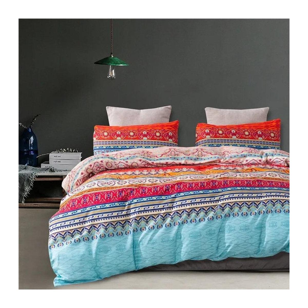 Bettwäsche-Set Lodestar im Bohème-Stil Mandala Floral mit Reißverschluss, Multicolor, B/H: 240 x 210 cm - Bild 1