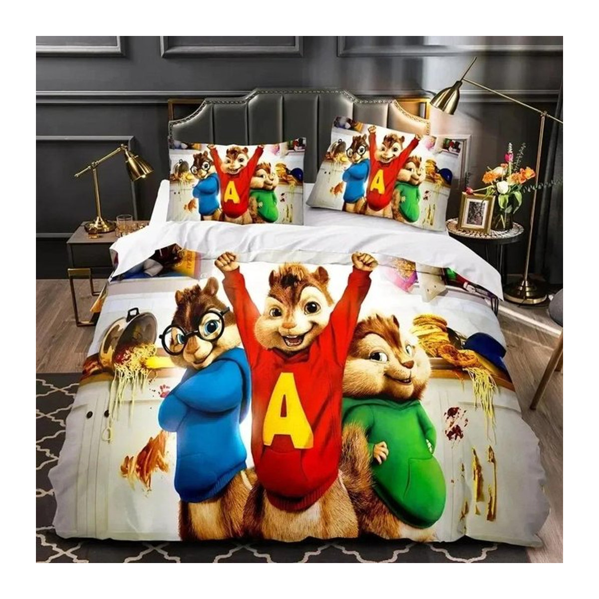 Bettwäsche-Set Lodestar mit 3D-Druck Alvin und den Chipmunks, Multicolor, Bettbezug und Kissenbezug mit Reißverschluss, Breite: 173 cm, Länge: 218 cm - Bild 1