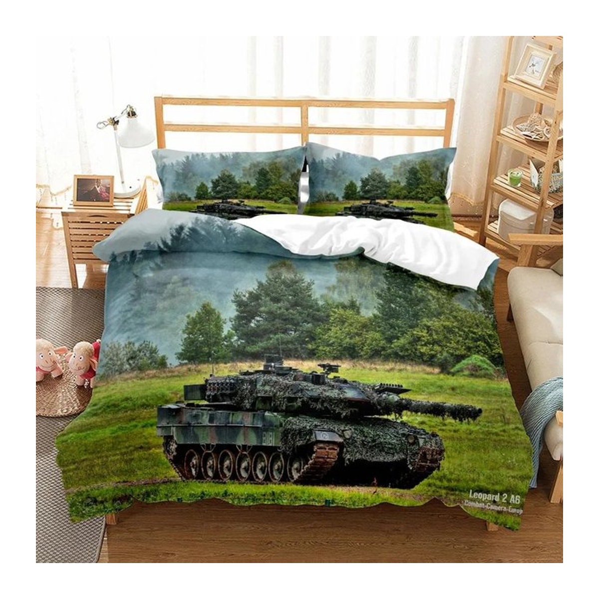 Bettwäsche Set Militärpanzer mit Reißverschluss für Jungen, Einzelgröße 135 x 200 cm - Bild 1