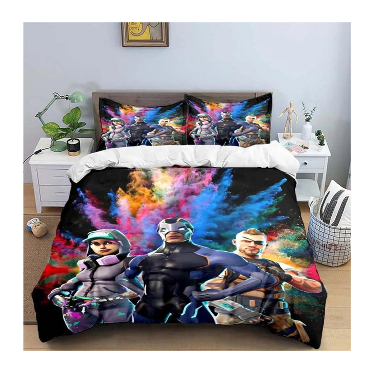 Bettwäsche Set mit 3D Cartoon Charakter Druck in Multicolor, 3-teilig, Breite: 135 cm, Länge: 200 cm - Bild 1