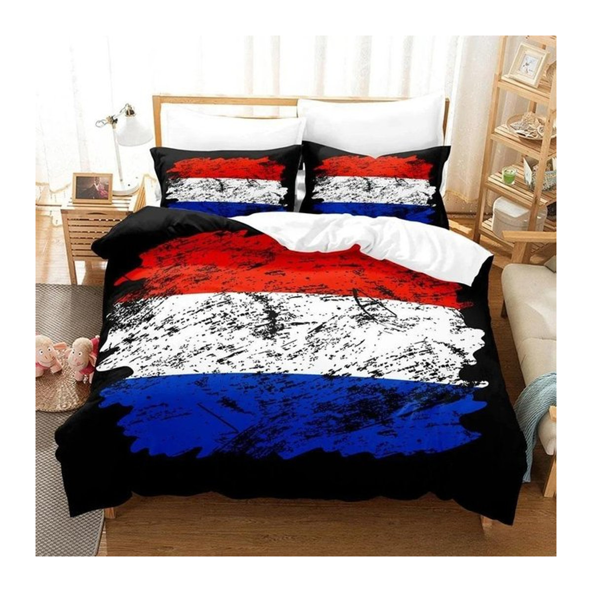 Bettwäsche-Set mit 3D-Design Niederländische Flagge, Multicolor, B/T: 135 x 200 cm - Bild 1